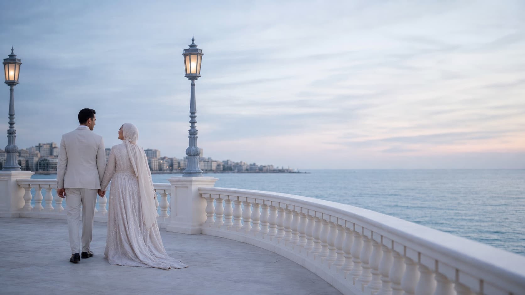 A couple overlooking the Mediterranean in Alexandria