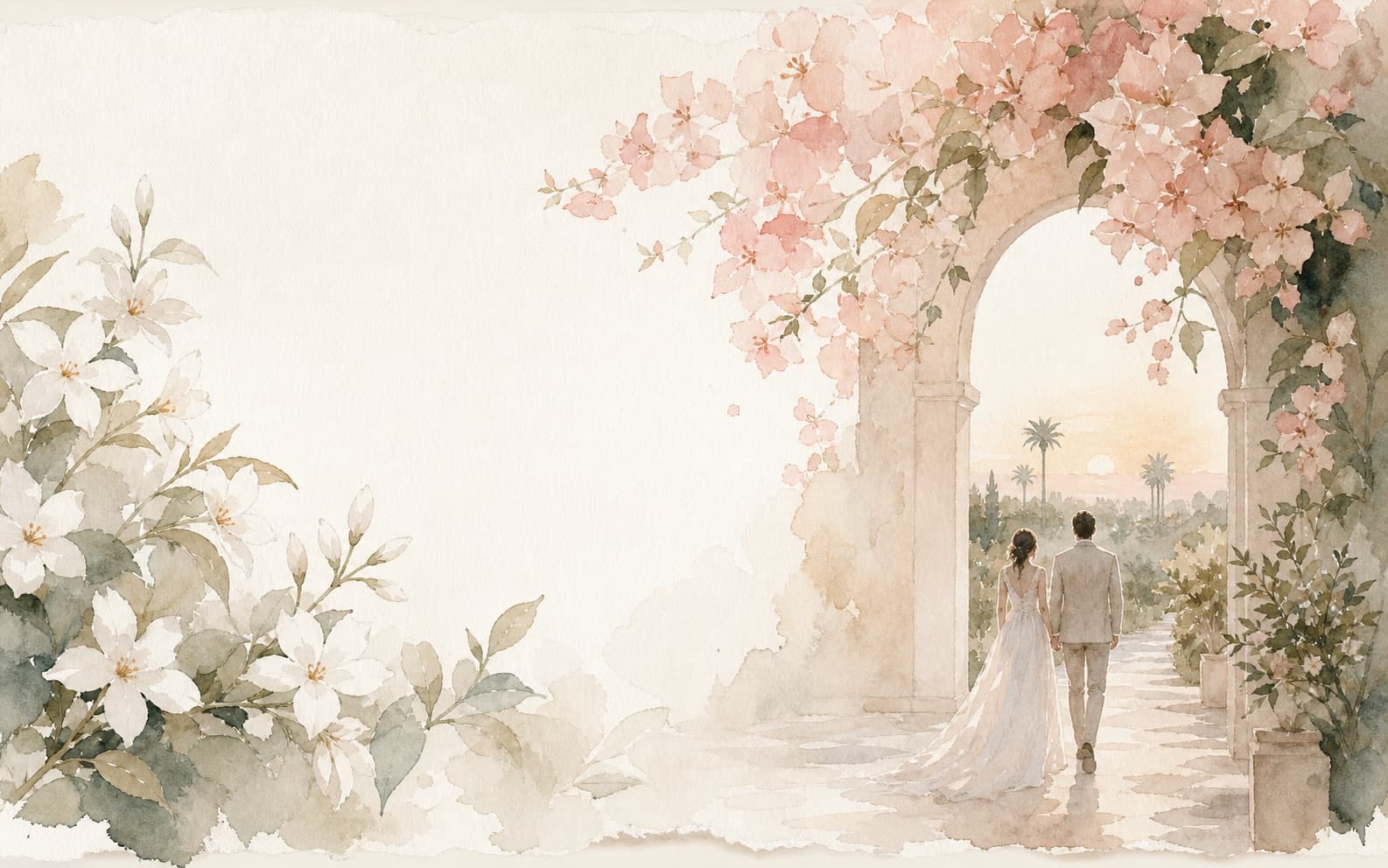 A softly painted jasmine wedding scene